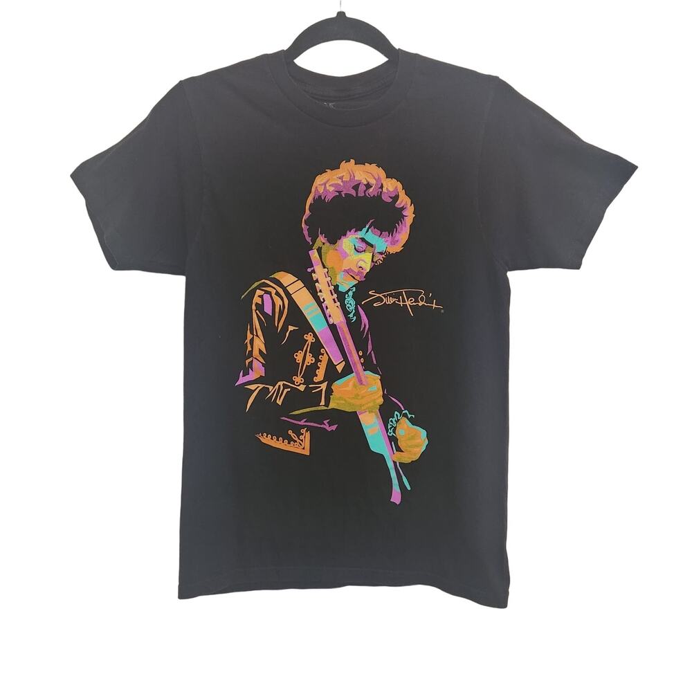 Jimmy Hendrix Black Graphic Tee Orange Green‎ Rock Guitar Pink Men's Size Small